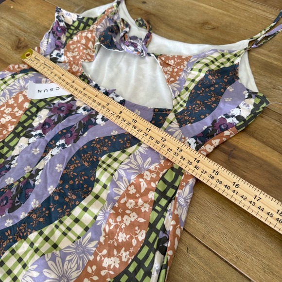 LA Hearts PacSun Patchwork Print Mini Dress Tie Back Cutout Strappy NWT - Picture 3 of 6